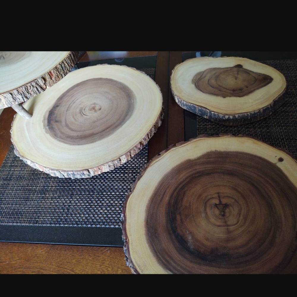 Rustic Wood Serving Tray Set